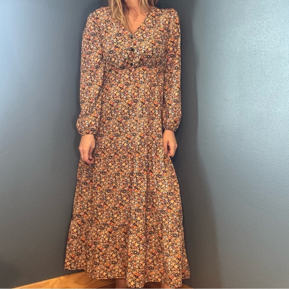 Bohemian Floral Long Sleeve Maxi Dress - Picture 4 of 10